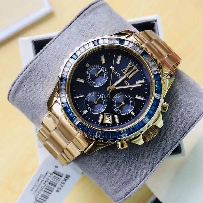 Michael Kors Everest Navy Dial Gold-tone Watch- MK5754